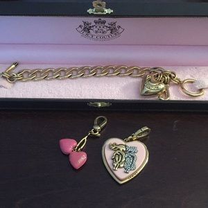 Juicy Couture bracelet, cherry heart&Gemini charms